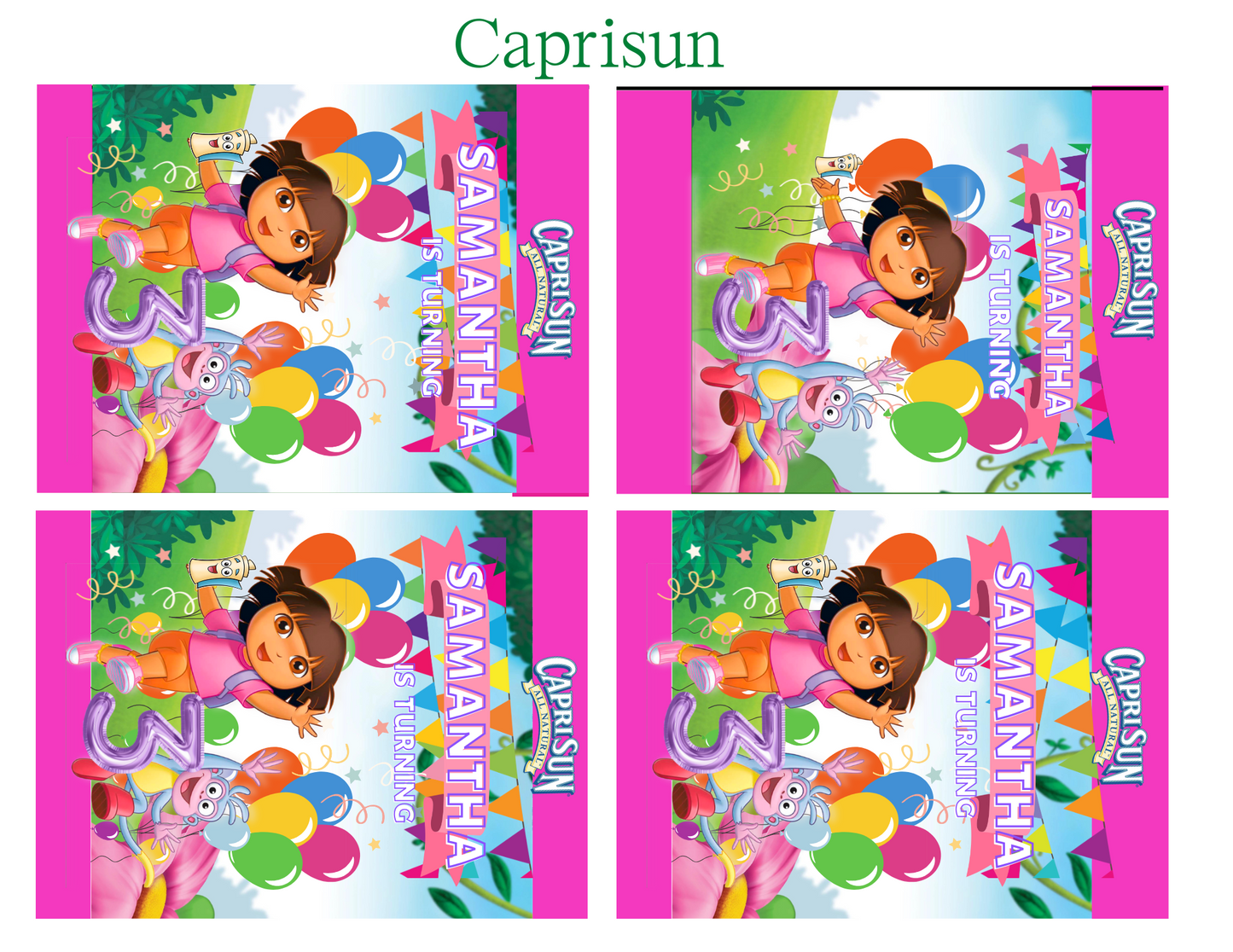 Dora The Explorer Party Favor Digital Editable Canva Template