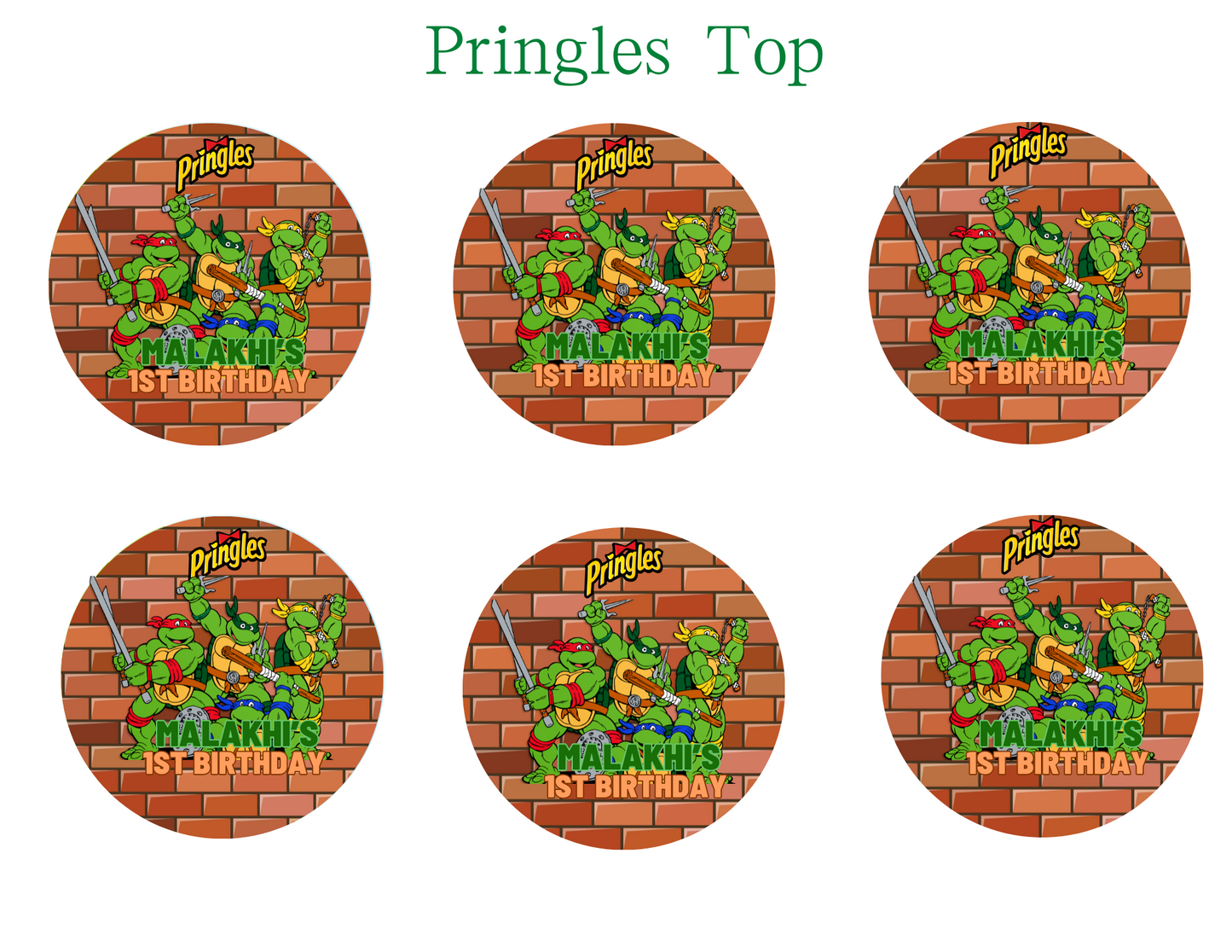 Ninaj Turtle Party Favors: Chip Bag, Hershey, Rice Crispy, Gift Bag, CapriSun, Water bottle, Pringle can, Party box Editable Canva Template