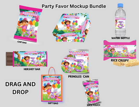Dora The Explorer Party Favor Digital Editable Canva Template